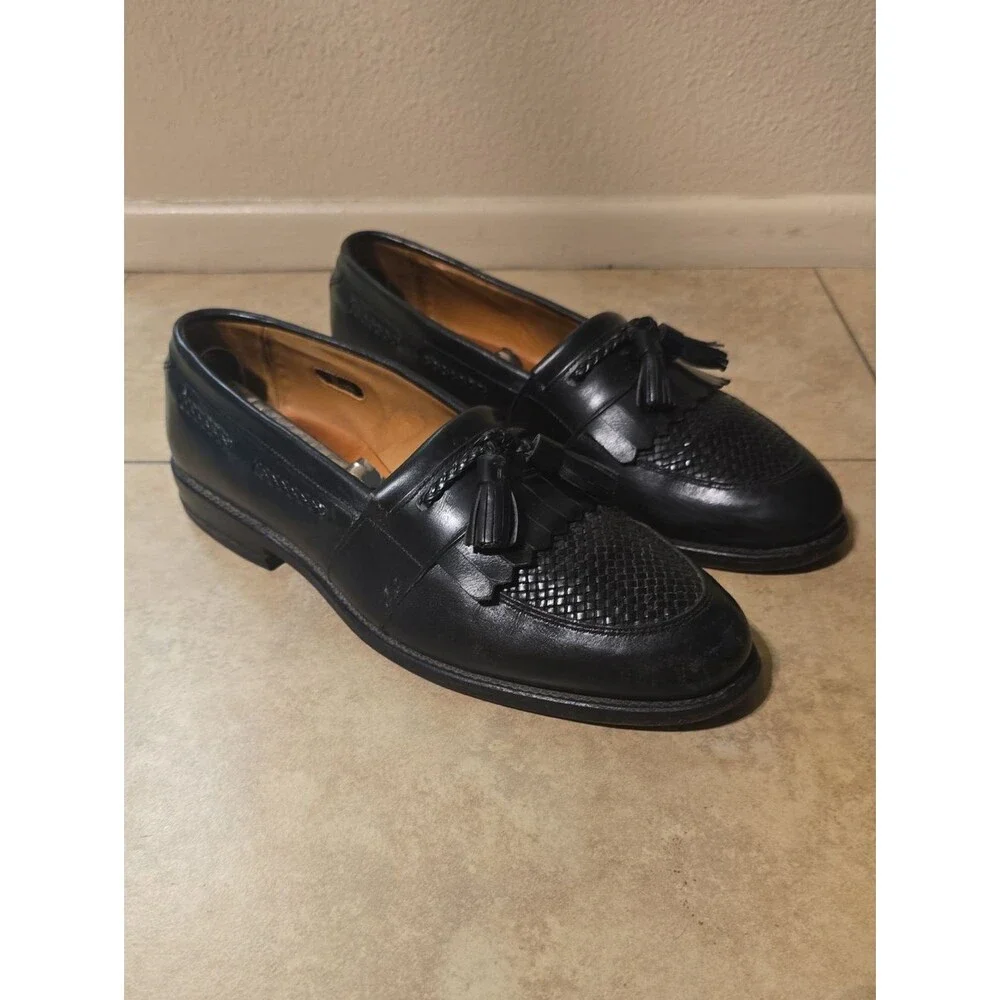 Allen Edmonds Black Leather Tassel Woven Loafers